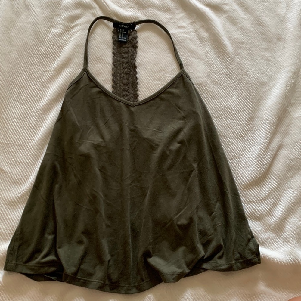 Suede Olive Green Tank Top